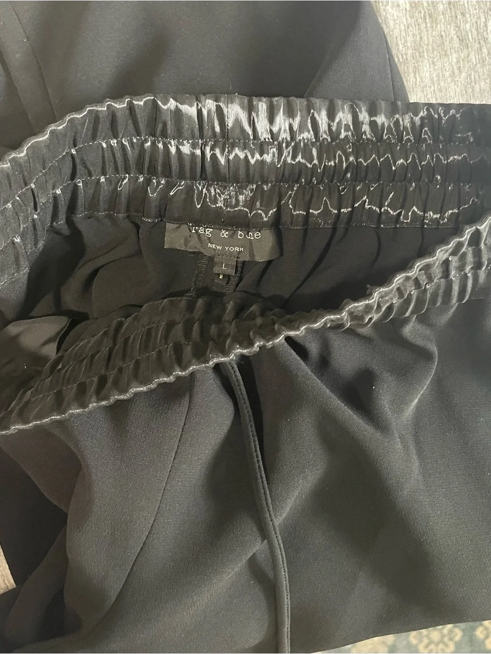 Rag and bone Black Drawstring Pants with Satin Waistband large